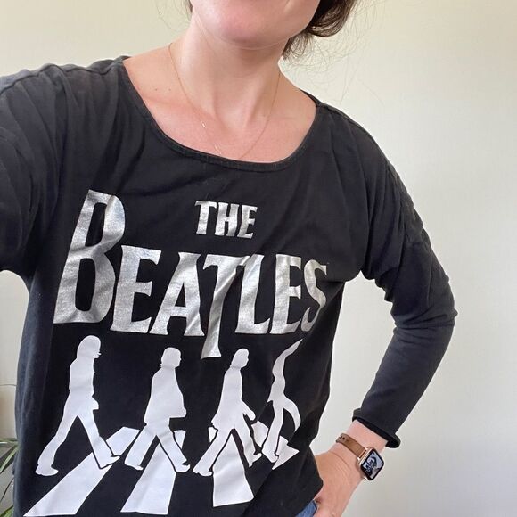 Vintage Official Beatles Crop Long Sleeve Soft Shirt - Picture 3 of 5